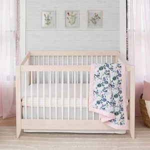 4 Pc Aden + Anais 100% Muslin Cotton Blue & Pink Floral Baby Toddler Bedding Set